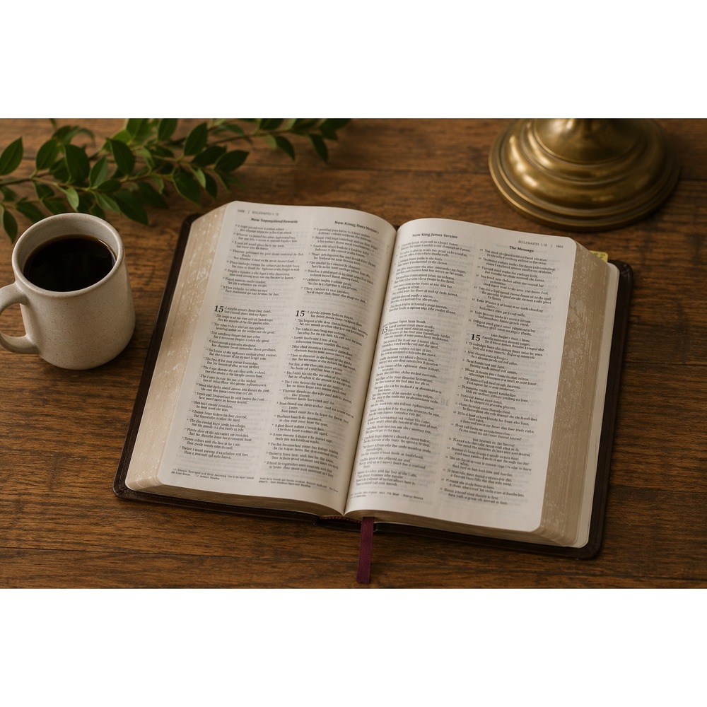 Zondervan Comparative Side by Side Bible NIV NKJV NLT Message Leather